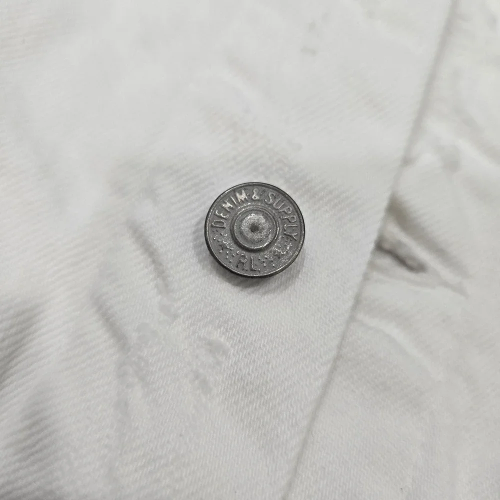 NWT Denim & Supply Ralph Lauren White Distressed Trucker Jacket Womens‎ XL... - Picture 7 of 12